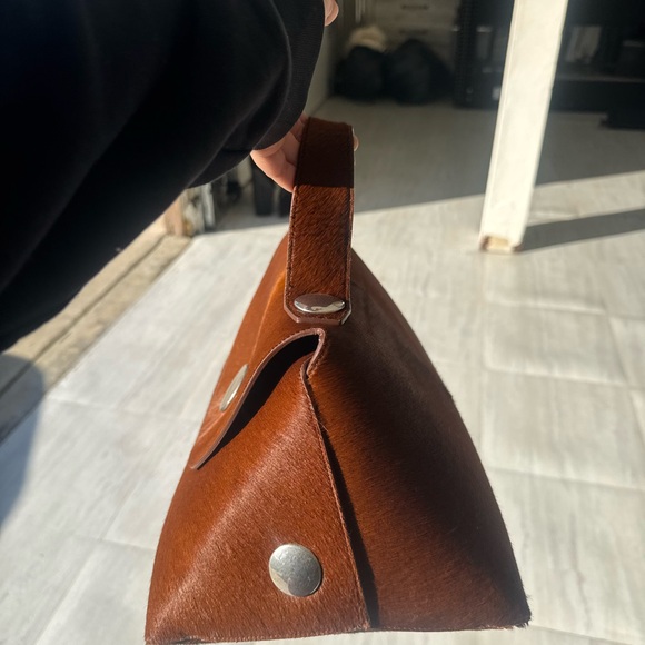 Celine Tan Leather Clutch with Silver Accents - Picture 4 of 7